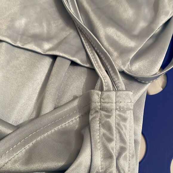 Baby Blue Satin Slip Dress Womens Size Extra Large Ruched Sleeveless - Picture 9 of 10